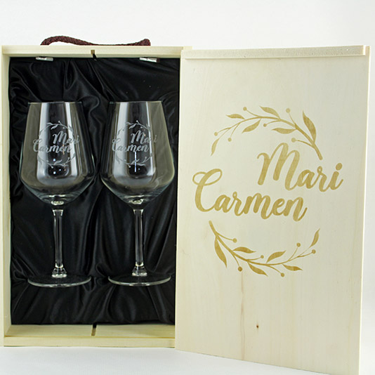 2 copas de vino personalizadas · Regalos Originales - Creaciones Mikeldi
