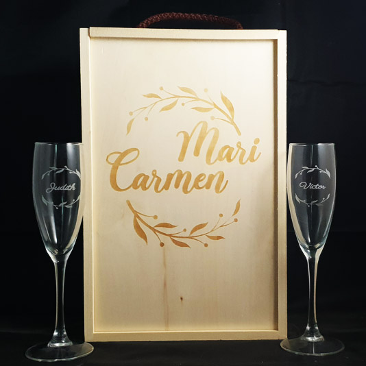 Copa de cristal para cavas y champán personalizable con su texto o logo