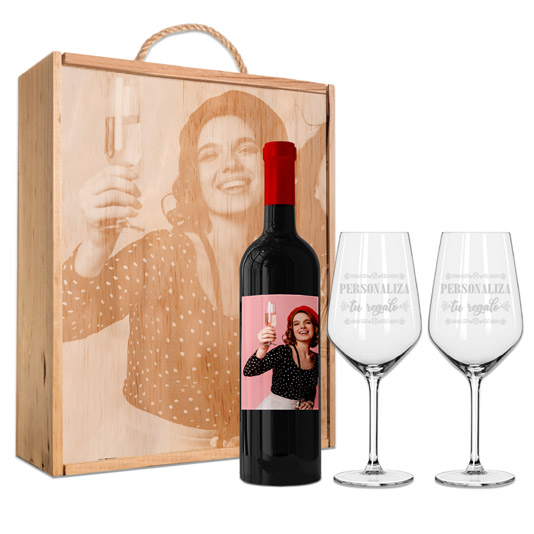 Creatupropiovino  Set de vino personalizado con caja y copa