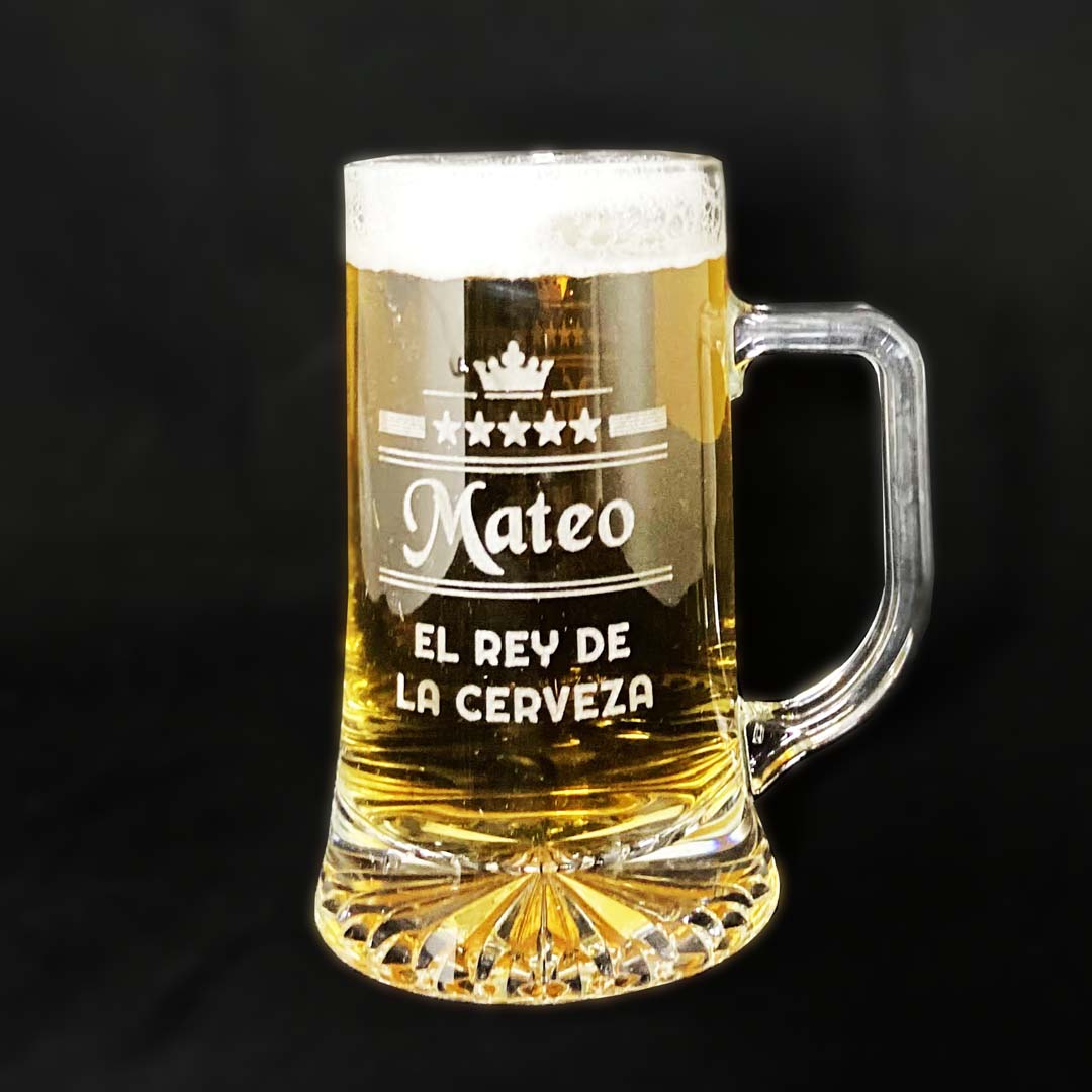 jarra cerveza cristal grabada personalizada