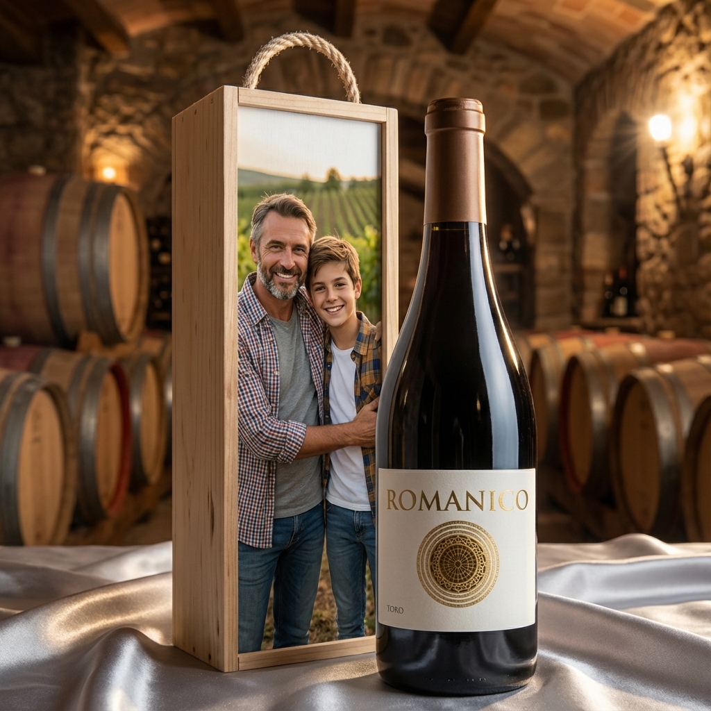 Kit de vino con caja personalizada – DO Toro - Haz un regalo original con botella DO Toro, caja de madera personalizable.